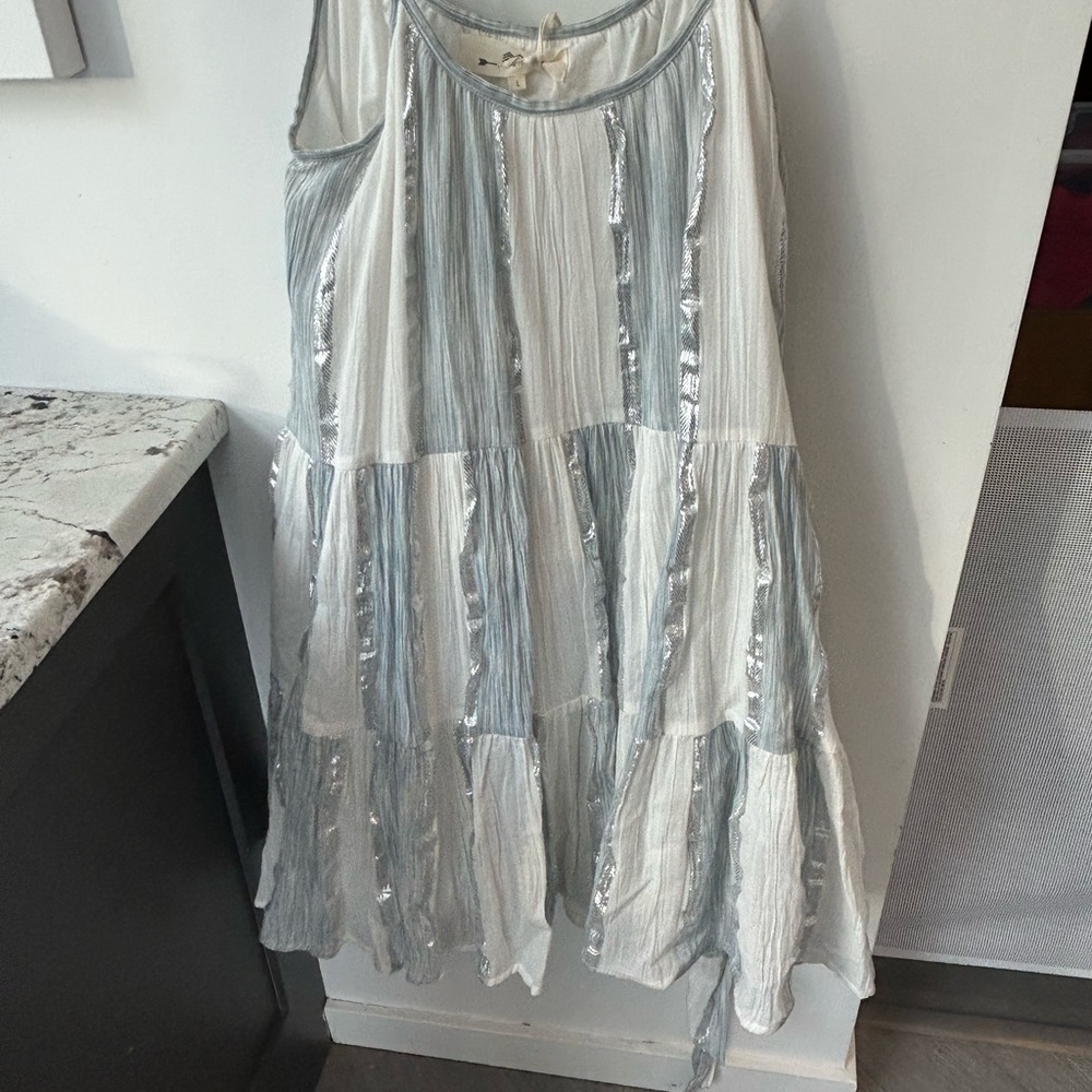 Striped Sleeveless Dress with Silver Accents